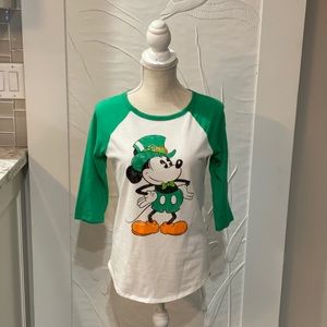 *WORN ONCE* Green Mickey Mouse Baseball Tee Perfect for St. Patrick’s Day